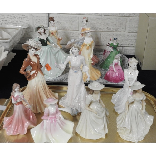 11 - Fourteen Coalport and other figurines (2 trays)