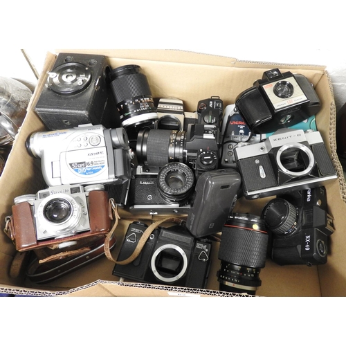 62 - Various cameras including Zenit, Praktica, Paxette etc