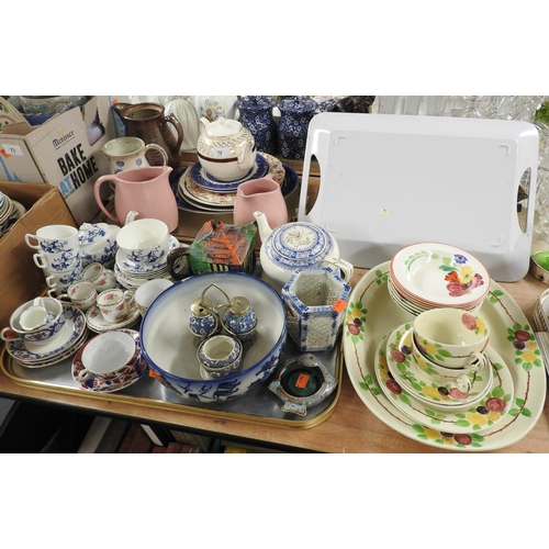 72 - Assorted decorative ceramics including blue and white china tea wares, Japanese blue and white hexag... 