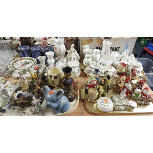 76 - Quantity of ornamental china including Aynsley, Royal Doulton, Christmas ornaments, storage jars etc... 