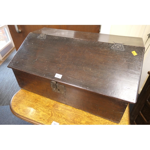 602 - 18th Century oak slope front bible box, width 76cm