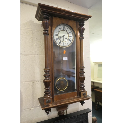 613 - Victorian walnut cased chiming wall clock in Vienna style