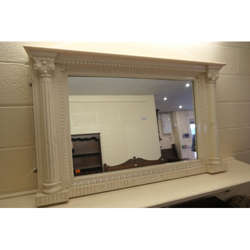 621 - Simulated marble overmantel mirror in the Regency style, width 128cm, height 80cm