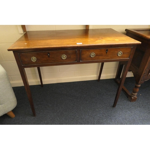 622 - Regency mahogany and rosewood banded lady's dressing table, circa 1825, width 97cm, depth 56cm, heig... 