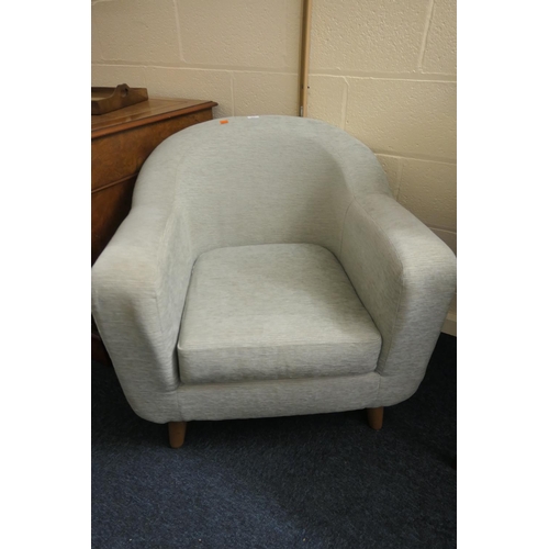 623 - Modern grey fabric upholstered tub chair, width 79cm, depth 80cm