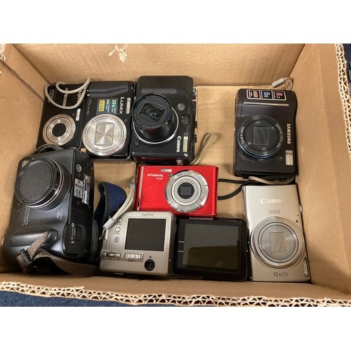 65A - Box of assorted digital cameras including Lumix etc