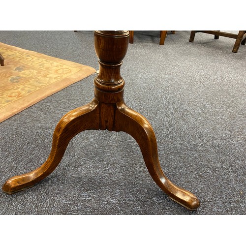 590 - 19th Century oak tilt top pedestal tripod table, 64cm diameter, height 68.5cm