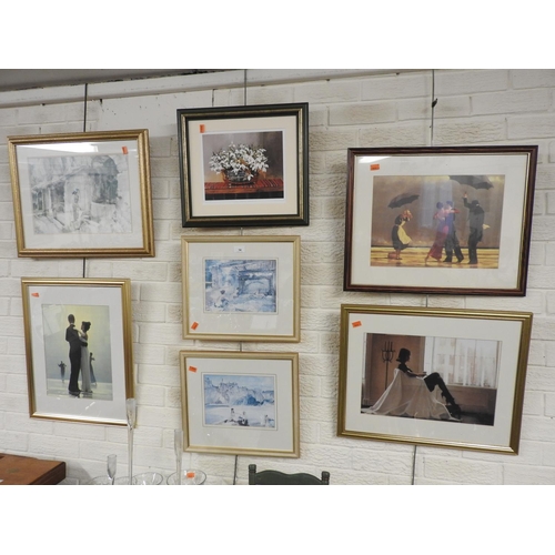 14 - Framed Jack Vettriano coloured prints, Russell Flint prints and a limited edition signed print of sn... 