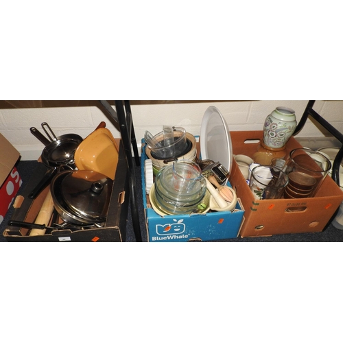 32 - Stainless steel and other kitchenalia including a Poole style pottery vase, other ceramics, glasswar... 