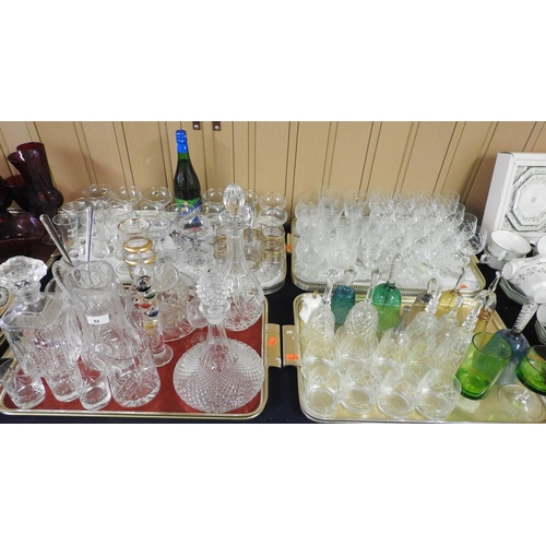 52 - Number of vintage Babycham coupes, other mixed decorative glassware including decanters, table bells... 