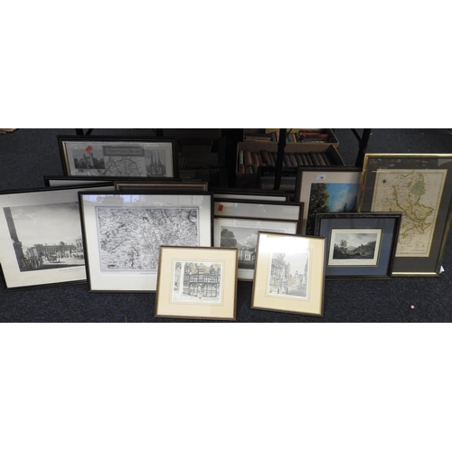 80 - Various framed prints and maps