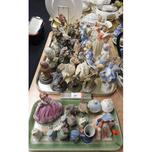 87 - Number of ceramic and other ornaments including Country Artists bird ornaments (2 trays)