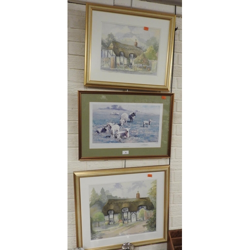 9 - David Shepherd limited edition signed print 'Country Cousins', also two framed watercolours by Edwar... 