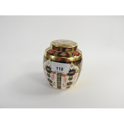 118 - Royal Crown Derby Imari covered jar, pattern no. 1128, height 12cm