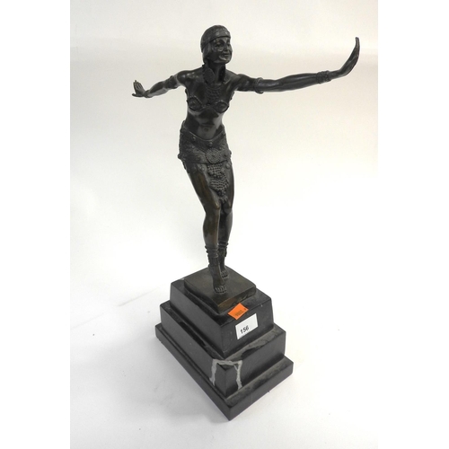 156 - Art Deco style bronze figure of an Egyptian dancer, height 49cm