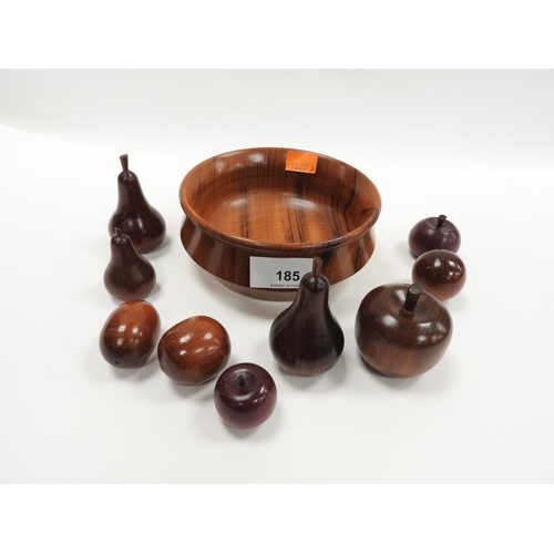 185 - Bowl of turned treen fruits