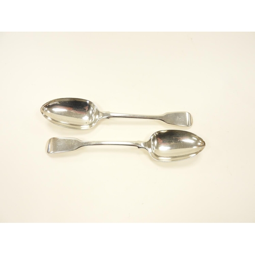 244 - Pair of George IV silver fiddle pattern table spoons, maker WC, London 1825, weight approx. 148g