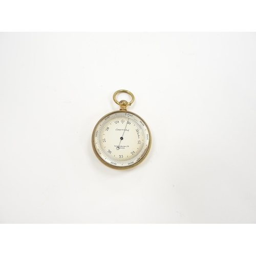 247 - Short & Mason Ltd, London, lacquered brass compensated pocket altimeter (currently working)