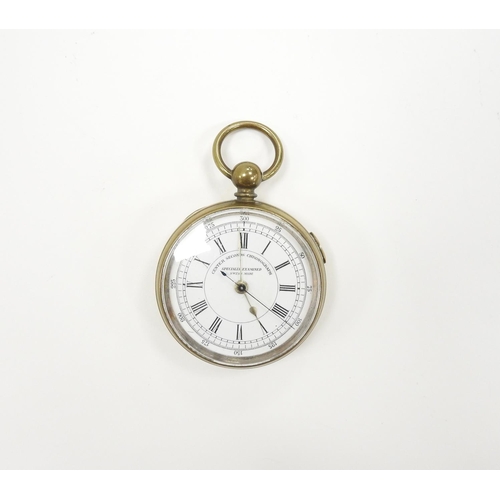 248 - Swiss brass centre seconds chronograph pocket watch, 57mm