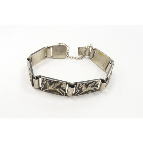 262 - Scandinavian 830 standard silver Pegasus bracelet, inscribed 'MORMOR 8-4-1945', weight approx. 47g