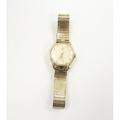 265 - Omega gold plated gent's wristwatch, circa 1955-60, the dial with baton numerals, centre sweep secon... 