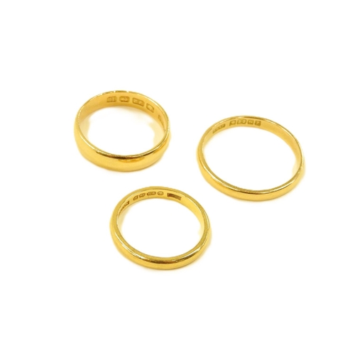 267 - Three 22ct gold wedding rings, weight approx. 11.1g