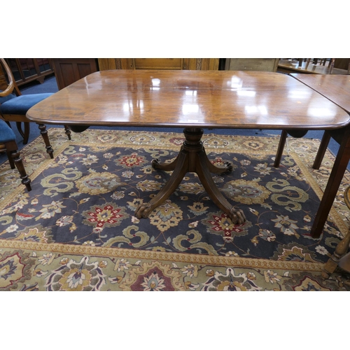 581 - Late Regency mahogany tilt top pedestal breakfast table, 140cm x 110cm