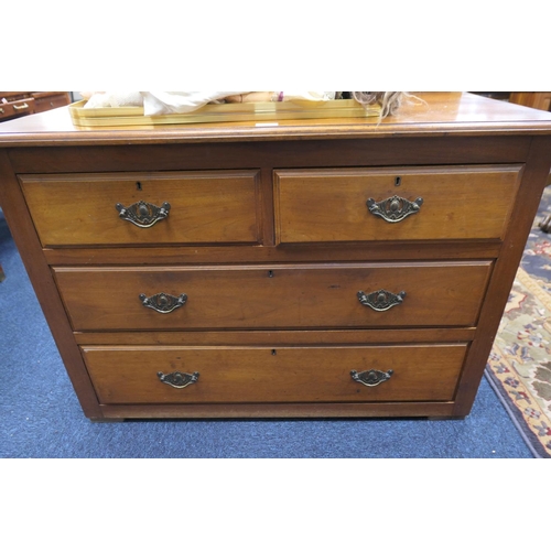 585 - Victorian walnut chest of drawers, width 107cm, height 76cm