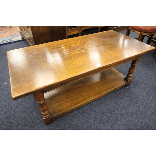 592 - Oak two tier coffee table, 122cm x 61cm, height 49cm