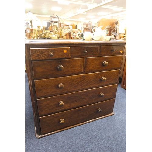 599 - Victorian satinwood and mahogany chest of drawers by Eadon & Son, Sheffield, width 120cm, height 110... 