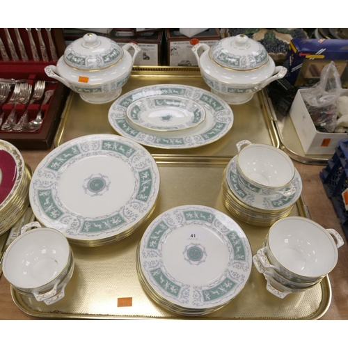 41 - Coalport Green Revelry-Adam pattern part dinner service