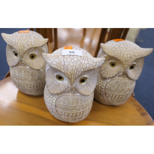 68 - Three decorative owl ornaments