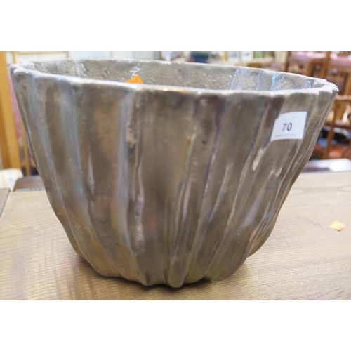 70 - Brown lustrous glazed jardiniere, 33cm diameter