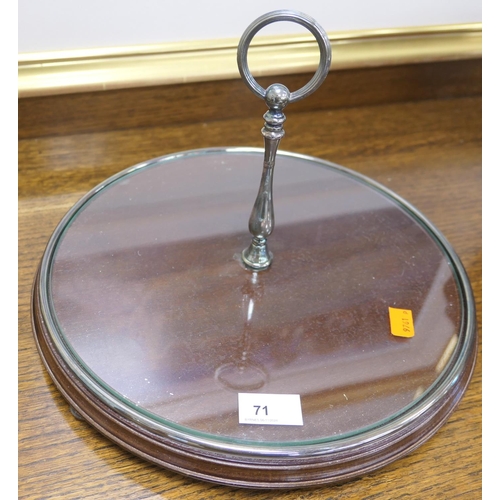 71 - Mahogany plate glass cake display stand, 35cm diameter