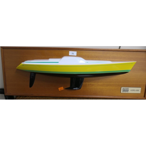 73 - Nautors Swan half hull model yacht, 79cm