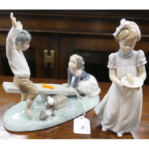 76 - Lladro porcelain figure 'SeeSaw', also 'Birthday Cake' (2)