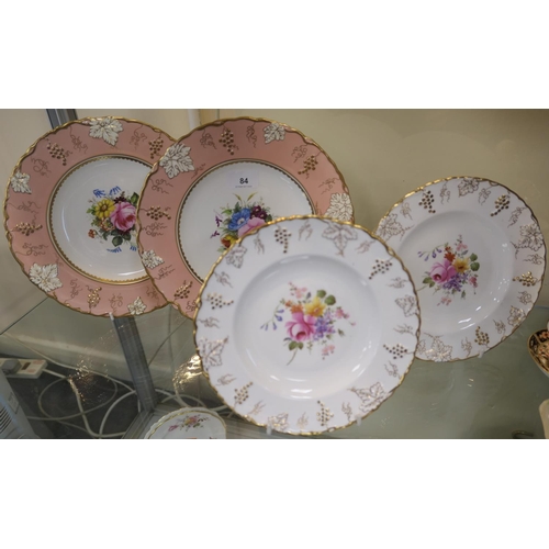 84 - Two pairs of Royal Crown Derby hand decorated Vine plates, signed, 26cm  and 21cm diameter