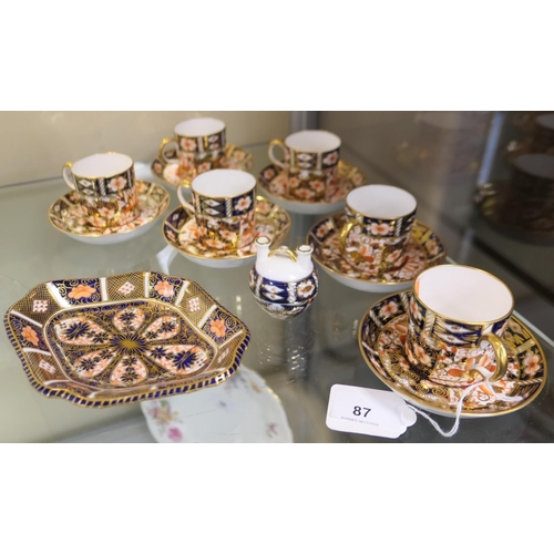 87 - Six Royal Crown Derby Imari coffee cans and saucers, pattern 2451, circa 1930, also a Royal Crown De... 