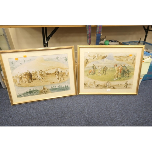 114 - Pair of gilt framed golfing caricature prints