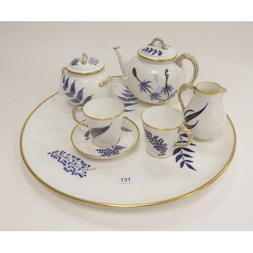 131 - Royal Worcester Blue Fern pattern part cabaret set, date code for 1889