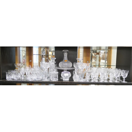 144 - Silver mounted mallet shaped cut glass decanter, other cut glassware including spirit and port decan... 