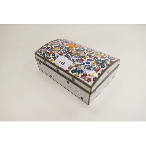 148 - Japanese floral cloisonne cigarette box, 16cm