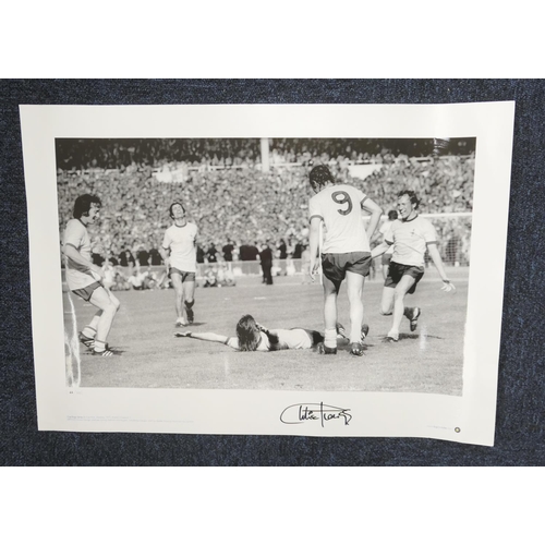 158 - Arsenal FC interest: Charlie George signed limited edition black and white photograph scoring the wi... 