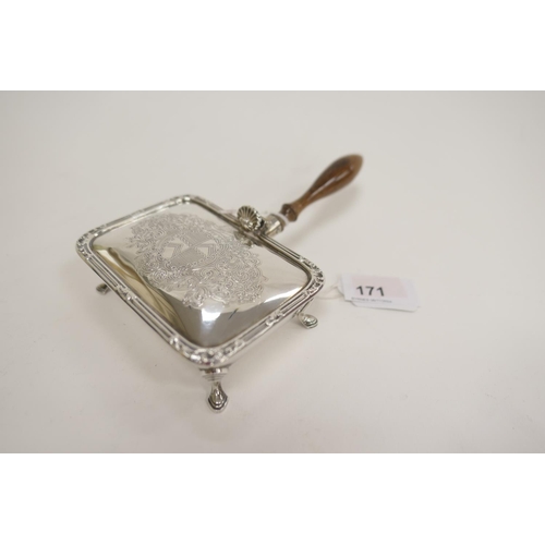 171 - Silver table cigarette box with turned wooden handle, Birmingham 1960, gross weight approx. 139g