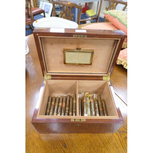 188 - Quality mahogany and brass mounted humidor, with a number of Tabacalera and Partagas Habana cigars, ... 