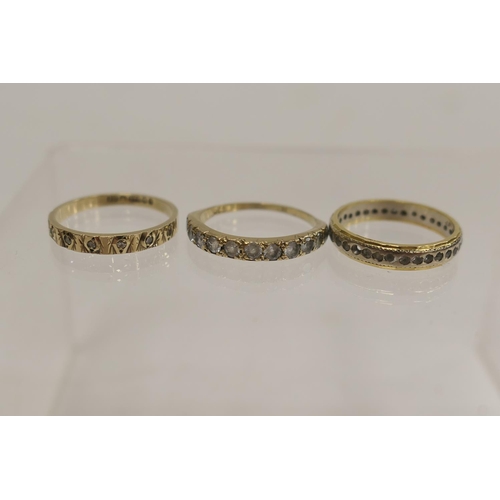 207 - 18ct gold and white stone eternity ring, size N, gross weight approx. 2.8g; also a 9ct gold and whit... 