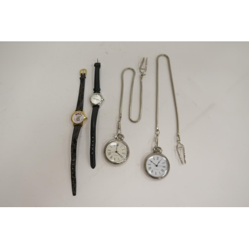 220 - Modern chrome cased anti-magnetic crownwind pocket watch on a snake link watch chain, also a similar... 