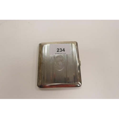 234 - Alpacca white metal engine turned cigarette case, 8.5cm x 7.5cm