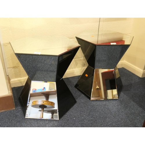 258 - Pair of modern mirrored hexagonal occasional tables, width 52cm, height 52cm