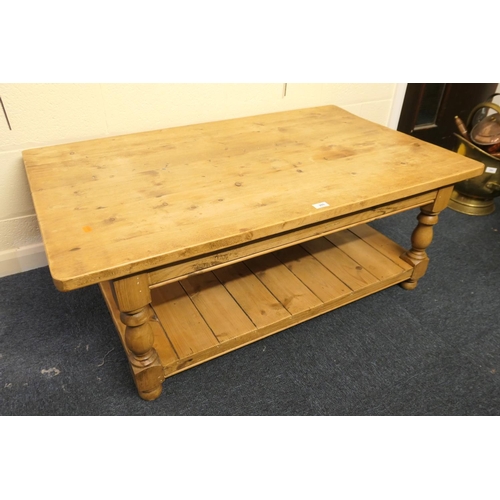 265 - Pine two tier coffee table, 121.5cm x 75cm, height 46.5cm